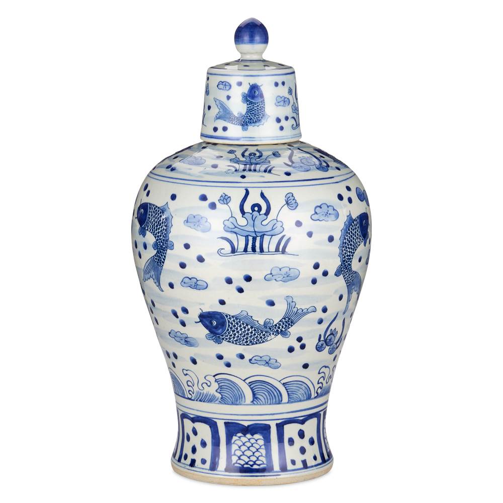 Currey And Company South Sea Blue and White Meiping Medium Jar