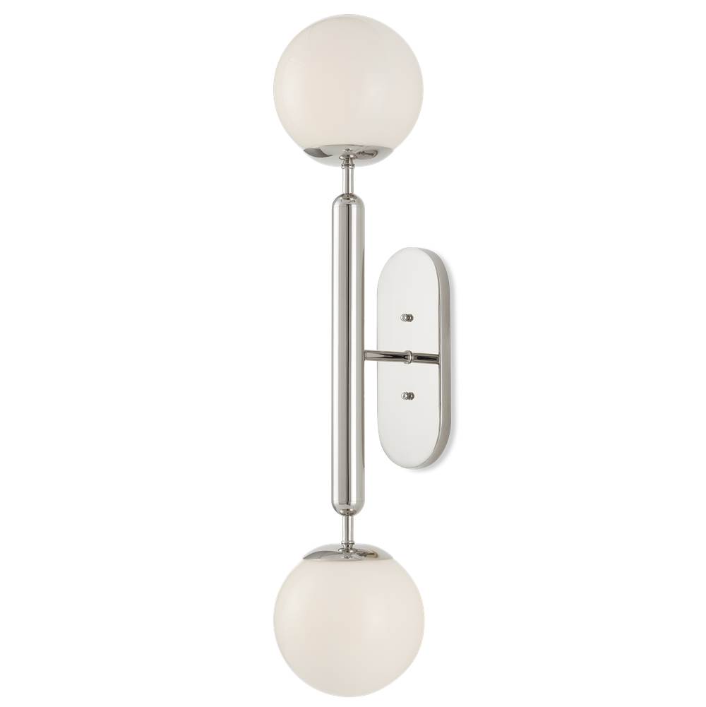 Currey And Company Barbican Double-Light Nickel Wall Sconce