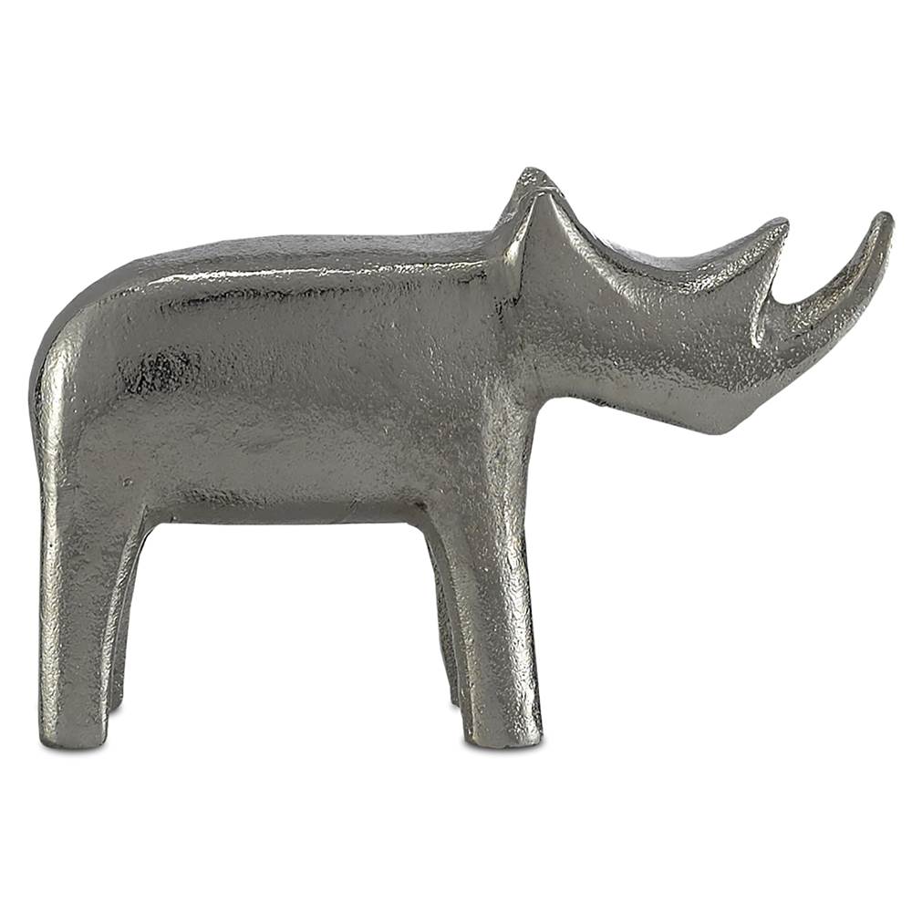 Currey And Company Kano Silver Small Rhino