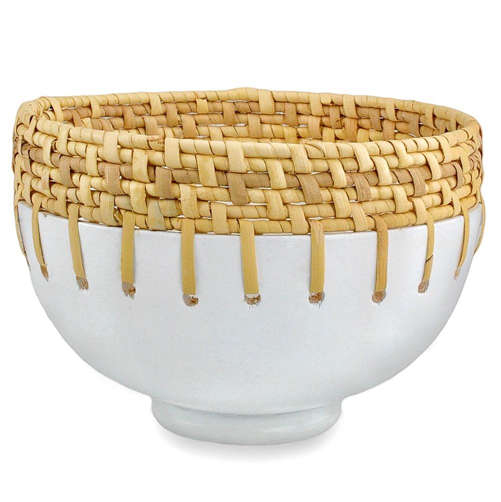 Currey And Company Kyoto Rattan and White Bowl