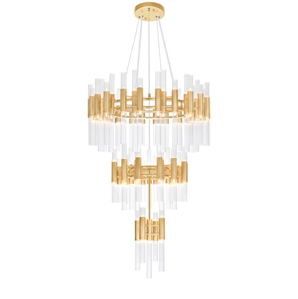 CWI Lighting Orgue 123 Light Chandelier With Satin Gold Finish