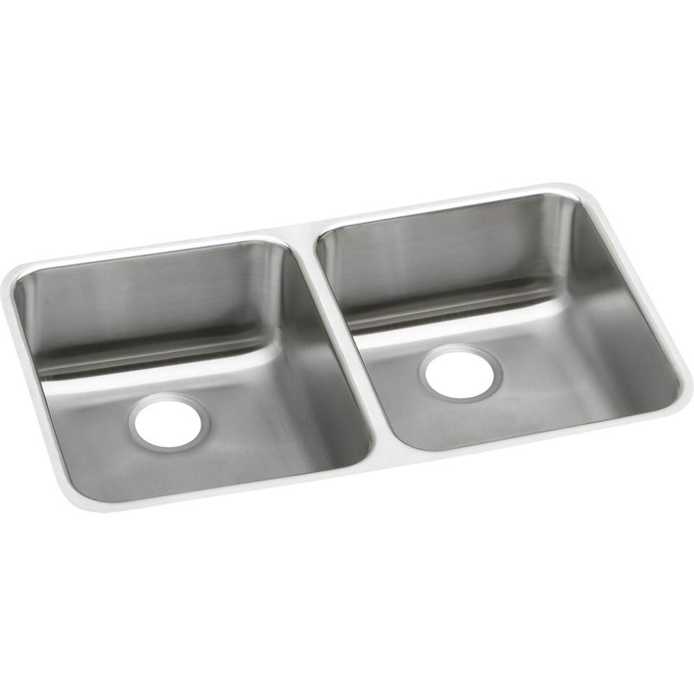 Elkay Lustertone Classic Stainless Steel 30-3/4'' x 18-1/2'' x 4-3/8'', Equal Double Bowl Undermount ADA Sink