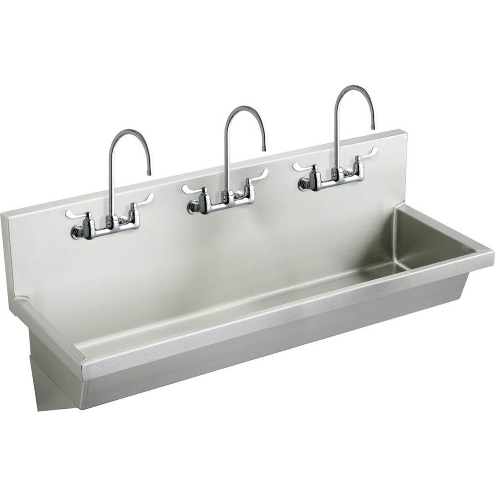 Elkay Stainless Steel 72'' x 20'' x 8'', Wall Hung Multiple Station Hand Wash Sink Kit