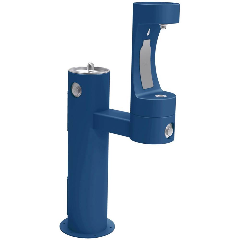 Elkay Outdoor ezH2O Lower Bottle Filling Station Bi-Level Pedestal, Non-Filtered Non-Refrigerated Blue