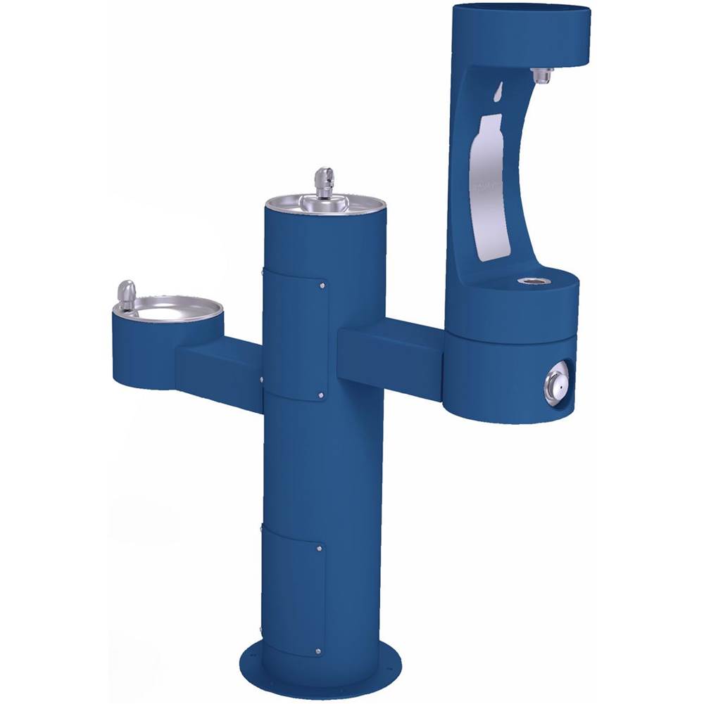 Elkay Outdoor ezH2O Middle Bottle Filling Station Tri-Level Pedestal, Non-Filtered Non-Refrigerated Blue
