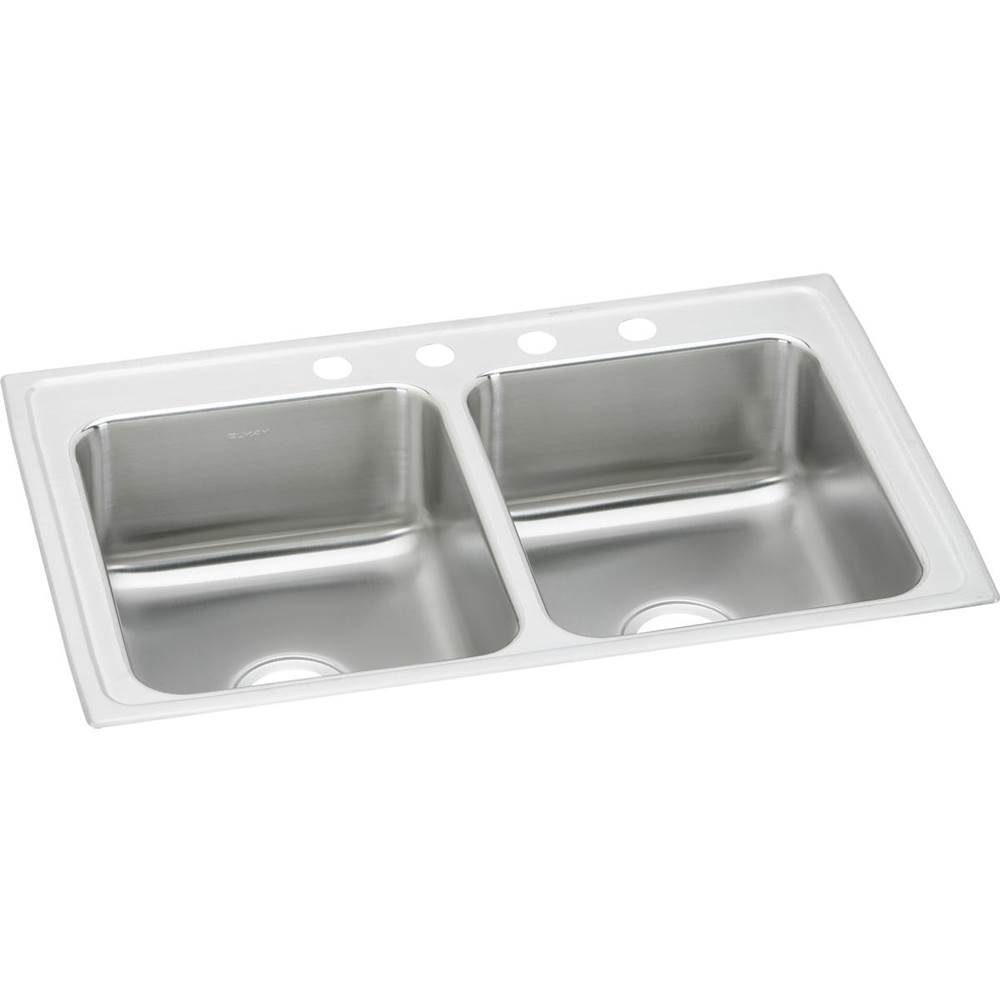 Elkay Lustertone Classic Stainless Steel 29'' x 18'' x 7-5/8'', Equal Double Bowl Drop-in Sink