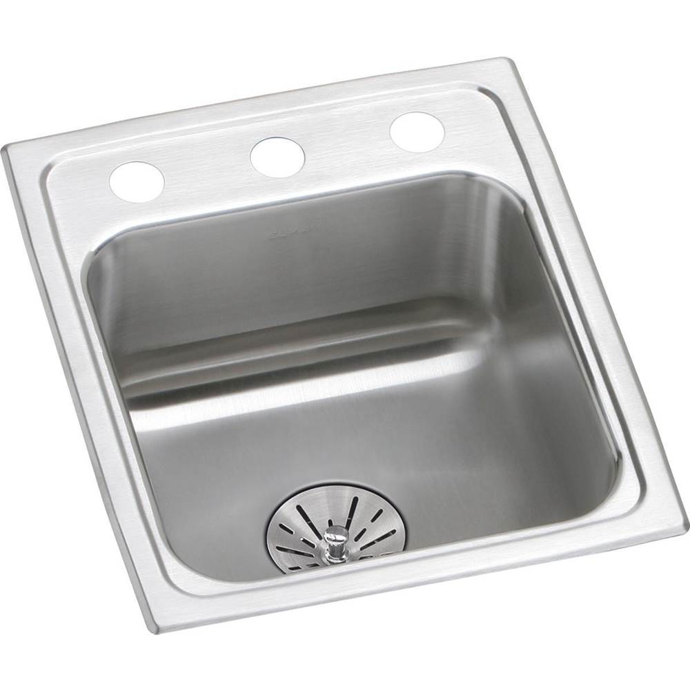 Elkay Lustertone Classic Stainless Steel 15'' x 17-1/2'' x 6-1/2'', Single Bowl Drop-in ADA Sink with Perfect Drain