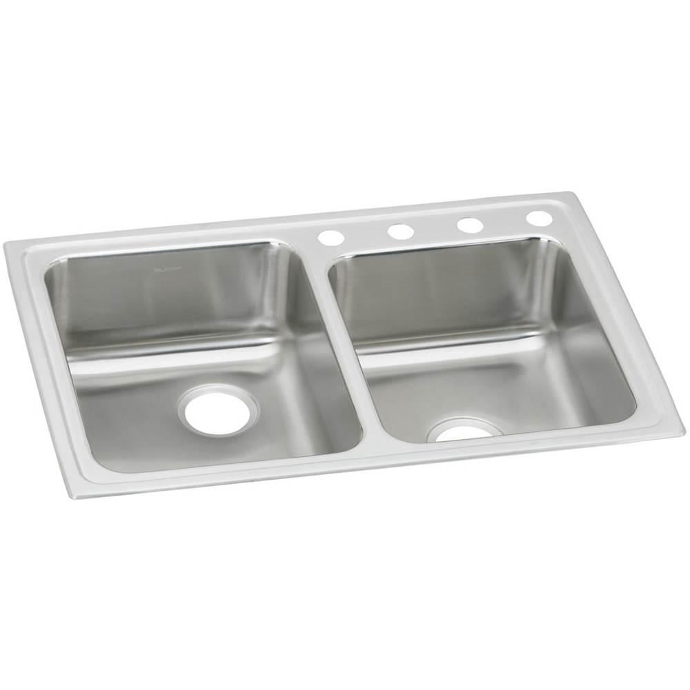 Elkay Lustertone Classic Stainless Steel 33'' x 22'' x 5-1/2'', Offset 3-Hole Double Bowl Drop-in ADA Sink