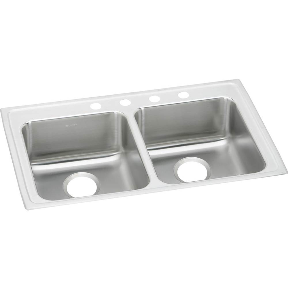 Elkay Lustertone Classic Stainless Steel 33'' x 19-1/2'' x 4'', 2-Hole Equal Double Bowl Drop-in ADA Sink