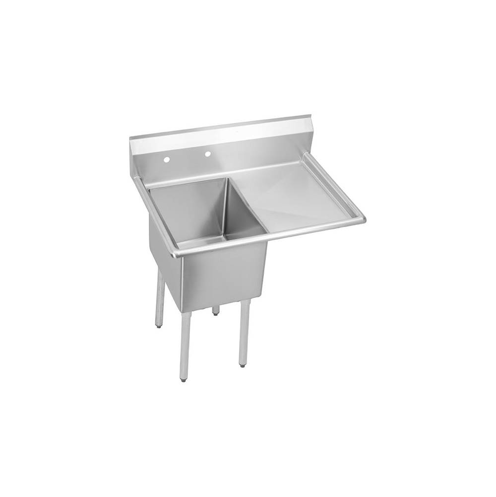 Elkay Dependabilt Stainless Steel 38-1/2'' x 23-13/16'' x 44-3/4'' 16 Gauge One Compartment Sink w/ 18'' Right Drainboard and Stainless Steel Legs