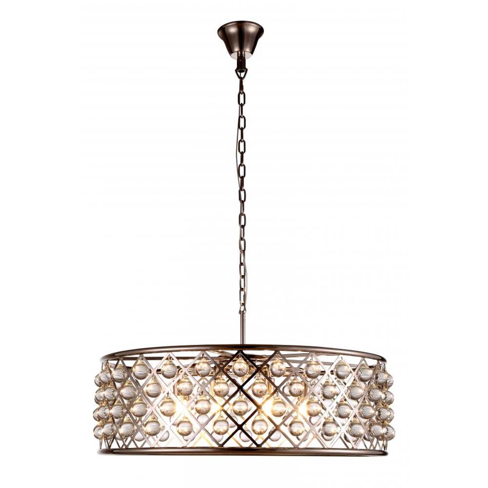 Elegant Lighting 1213 Madison Collection Pendant Lamp D:32in H:10.5in Lt:8 Polished Nickel Finish Royal Cut Crystal (