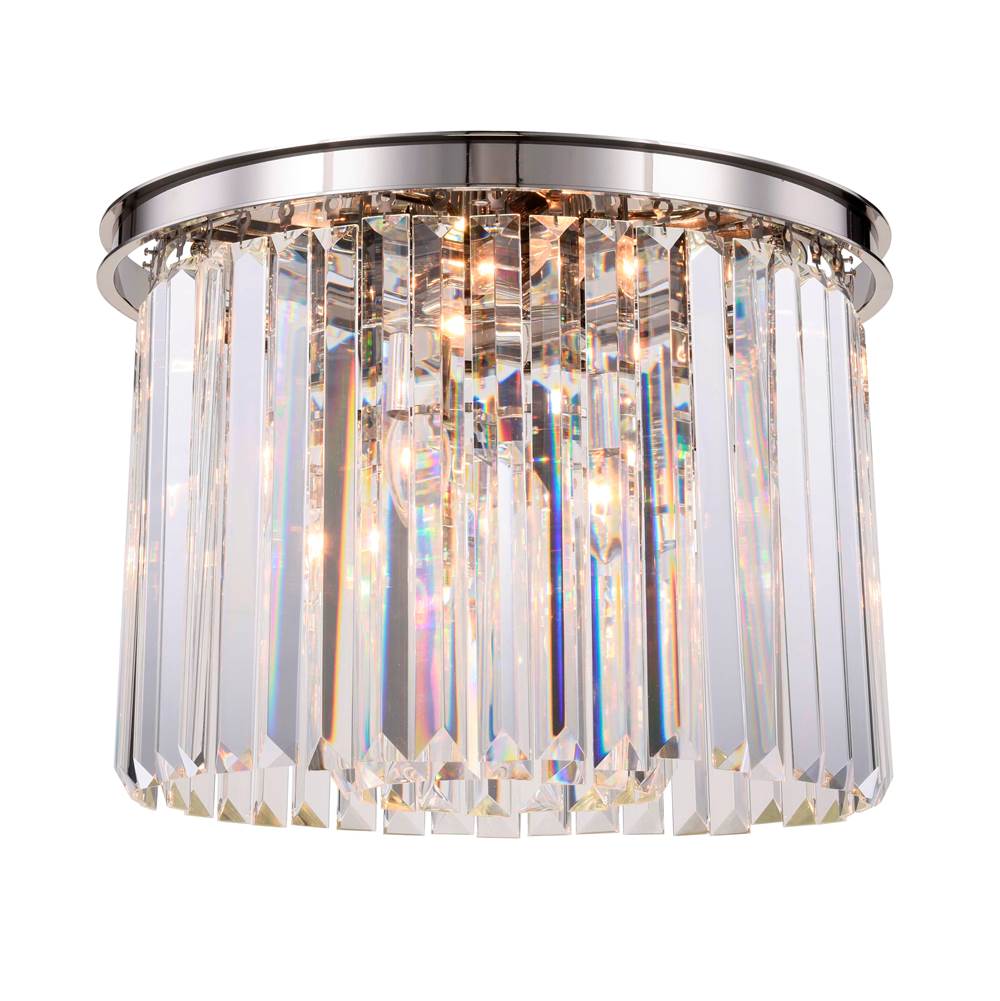 Elegant Lighting Sydney 6 Light Polished Nickel Flush Mount Clear Royal Cut Crystal