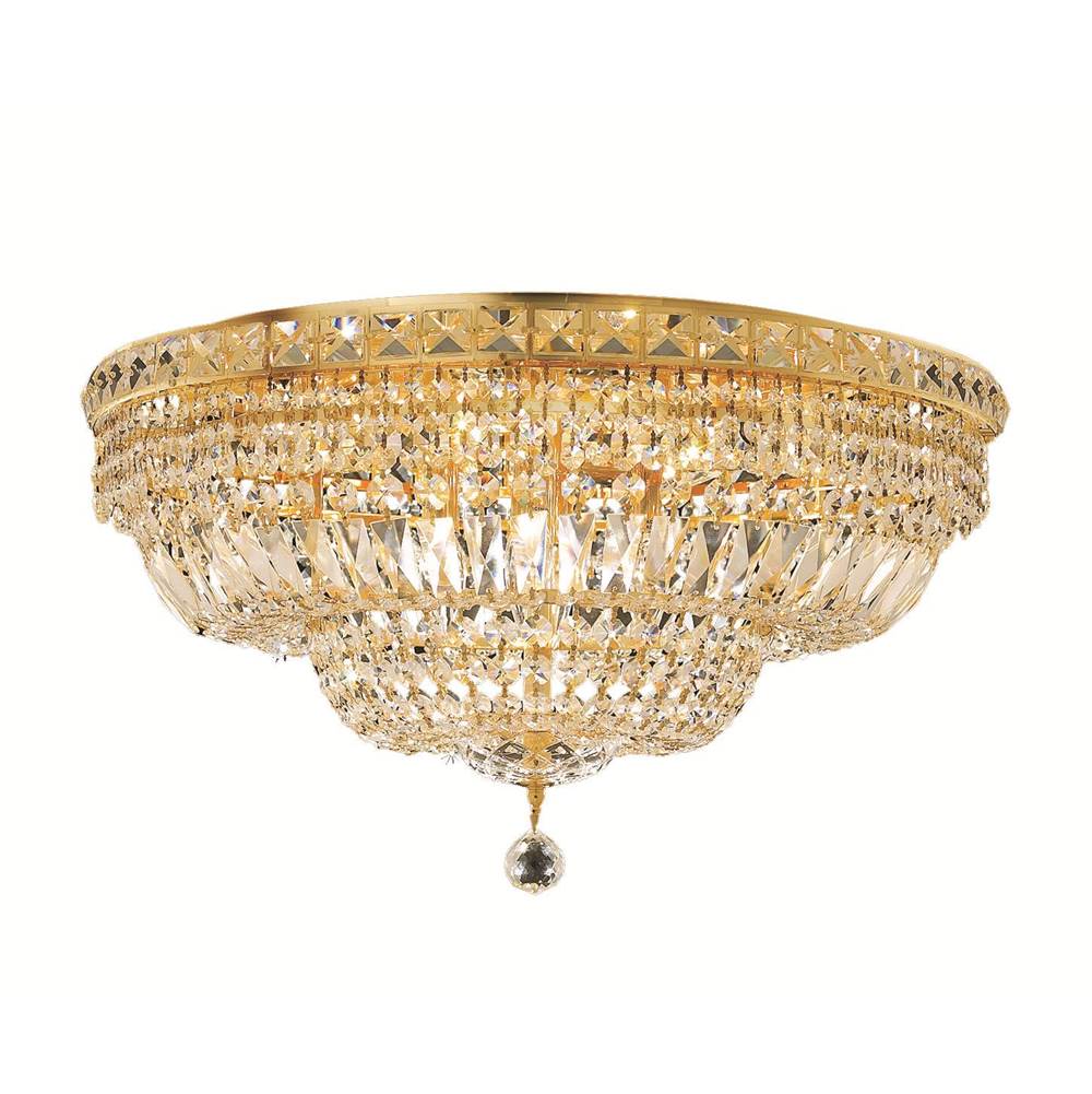 Elegant Lighting Tranquil 12 Light Gold Flush Mount Clear Royal Cut Crystal