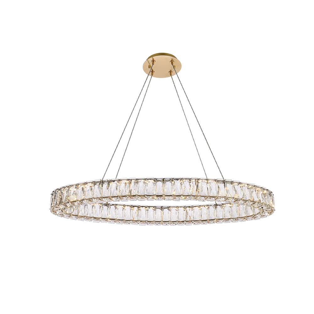 Elegant Lighting Monroe 36 Inch Led Oval Single Pendant In Gold