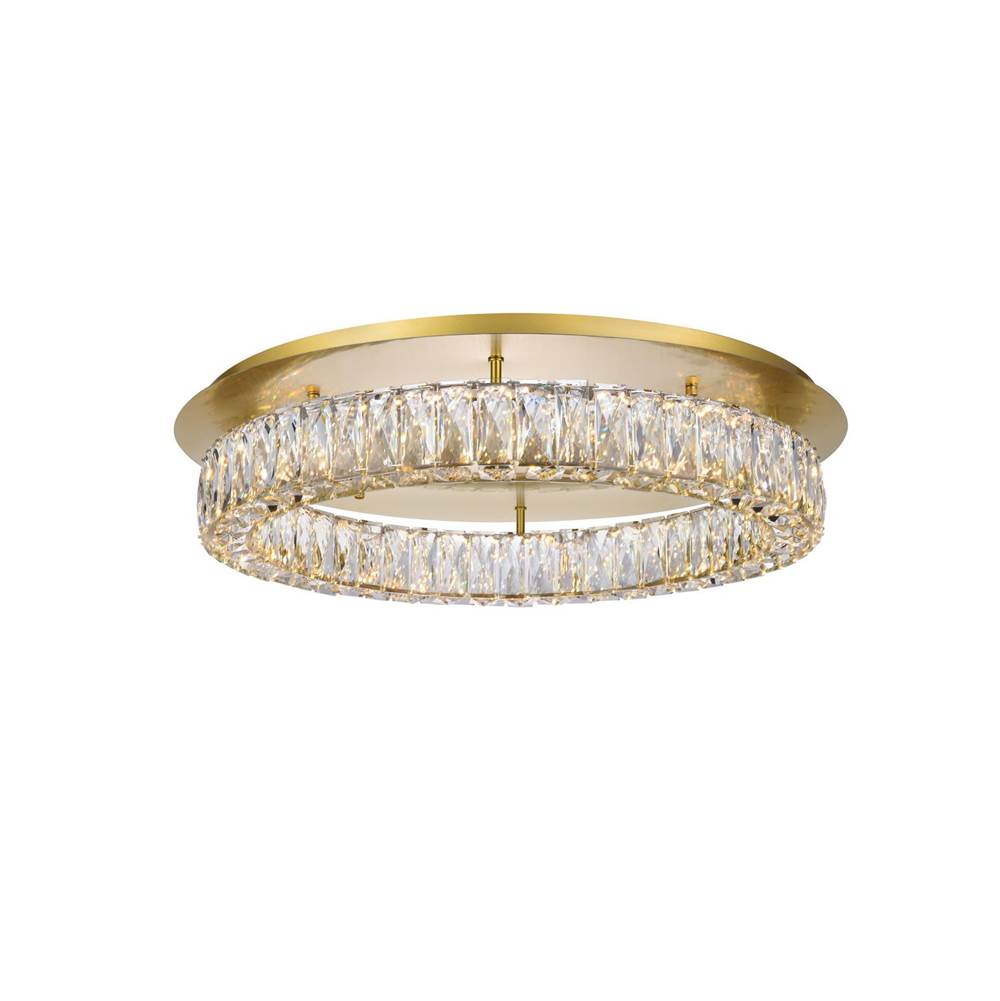 Elegant Lighting Monroe Led Light Gold Flush Mount Clear Royal Cut Crystal