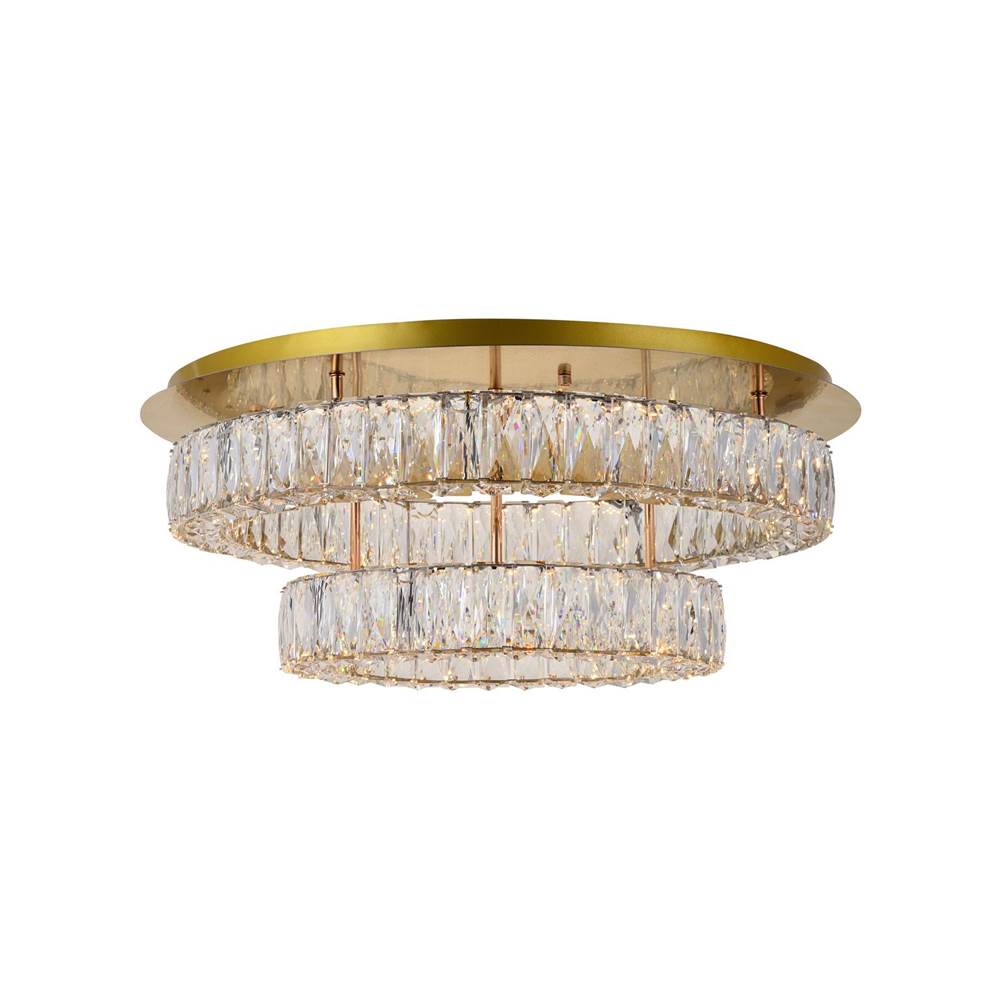 Elegant Lighting Monroe LED light gold Flush Mount Clear Royal Cut Crystal