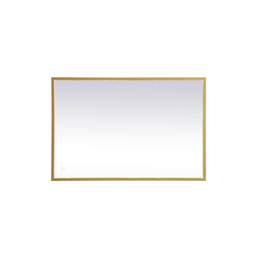 Elegant Lighting Pier 24X36 Inch Led Mirror With Adjustable Color Temperature 3000K/4200K/6400K In Brass