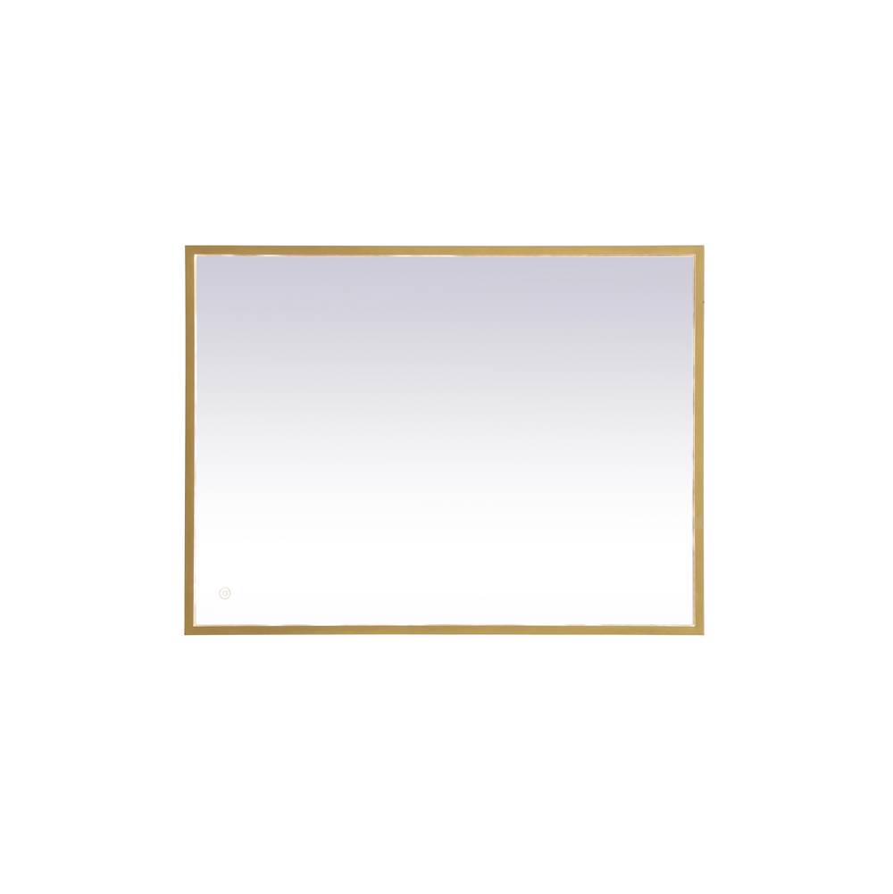 Elegant Lighting Pier 27X36 Inch Led Mirror With Adjustable Color Temperature 3000K/4200K/6400K In Brass