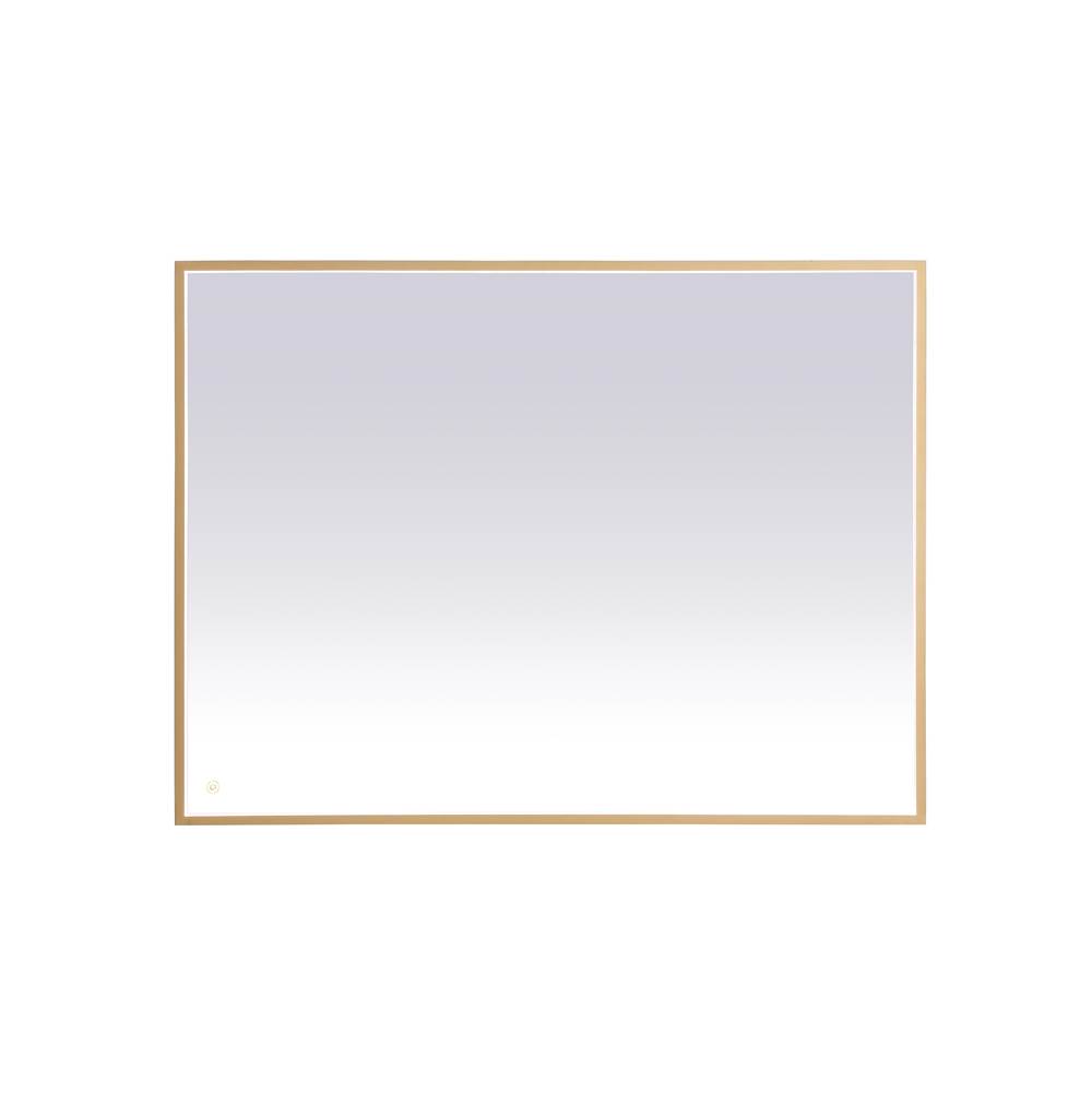 Elegant Lighting Pier 36X48 Inch Led Mirror With Adjustable Color Temperature 3000K/4200K/6400K In Brass