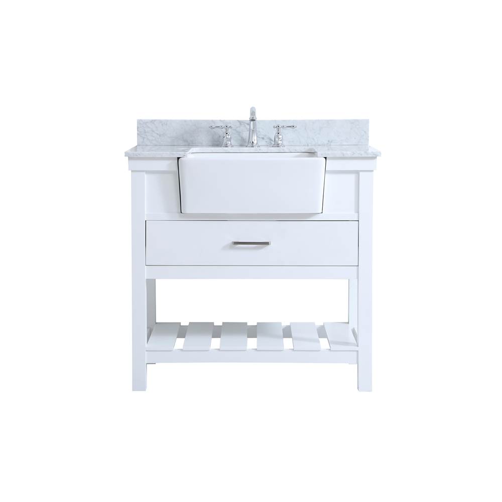 Elegant Lighting 36 Inch Single Bathroom Vanity In White With Backsplash
