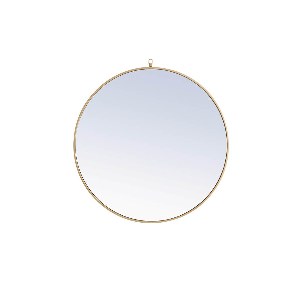 Elegant Lighting Metal Frame Round Mirror With Decorative Hook 42 Inch Brass Finish