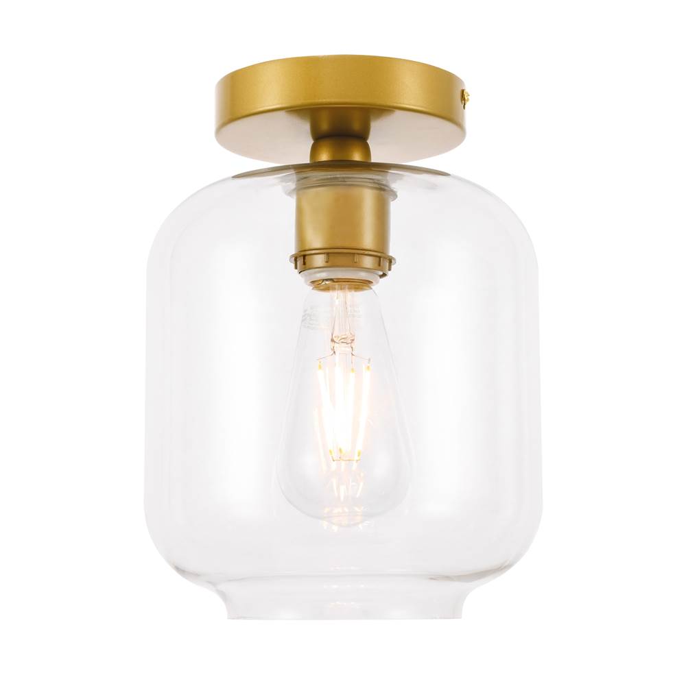 Elegant Lighting Collier 1 light Brass and Clear glass Flush mount