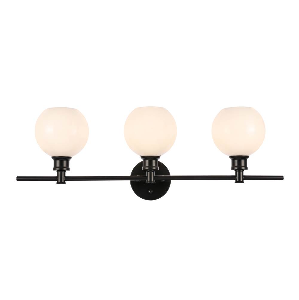 Elegant Lighting Collier 3 light Black and Frosted white glass Wall sconce