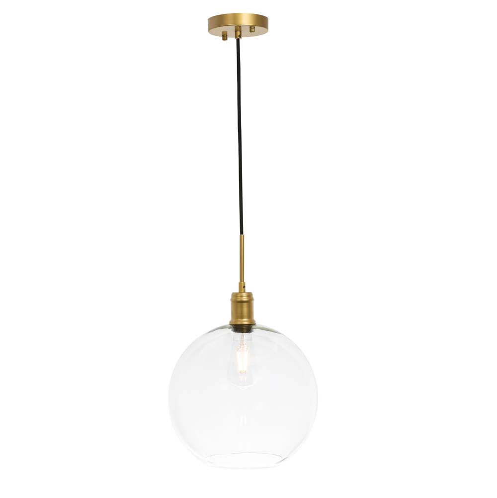 Elegant Lighting Emett 1 light Brass and Clear glass pendant