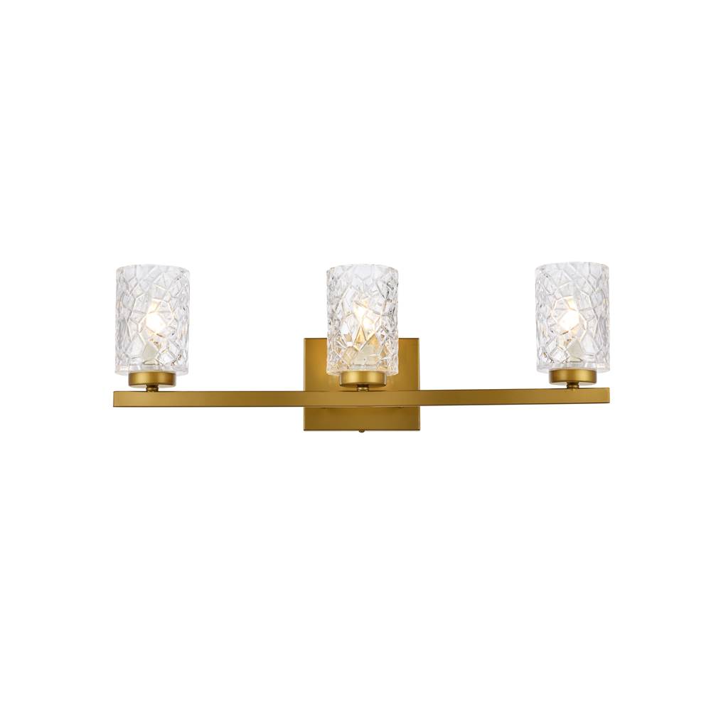 Elegant Lighting Cassie 3 lights bath sconce in brass with clear shade