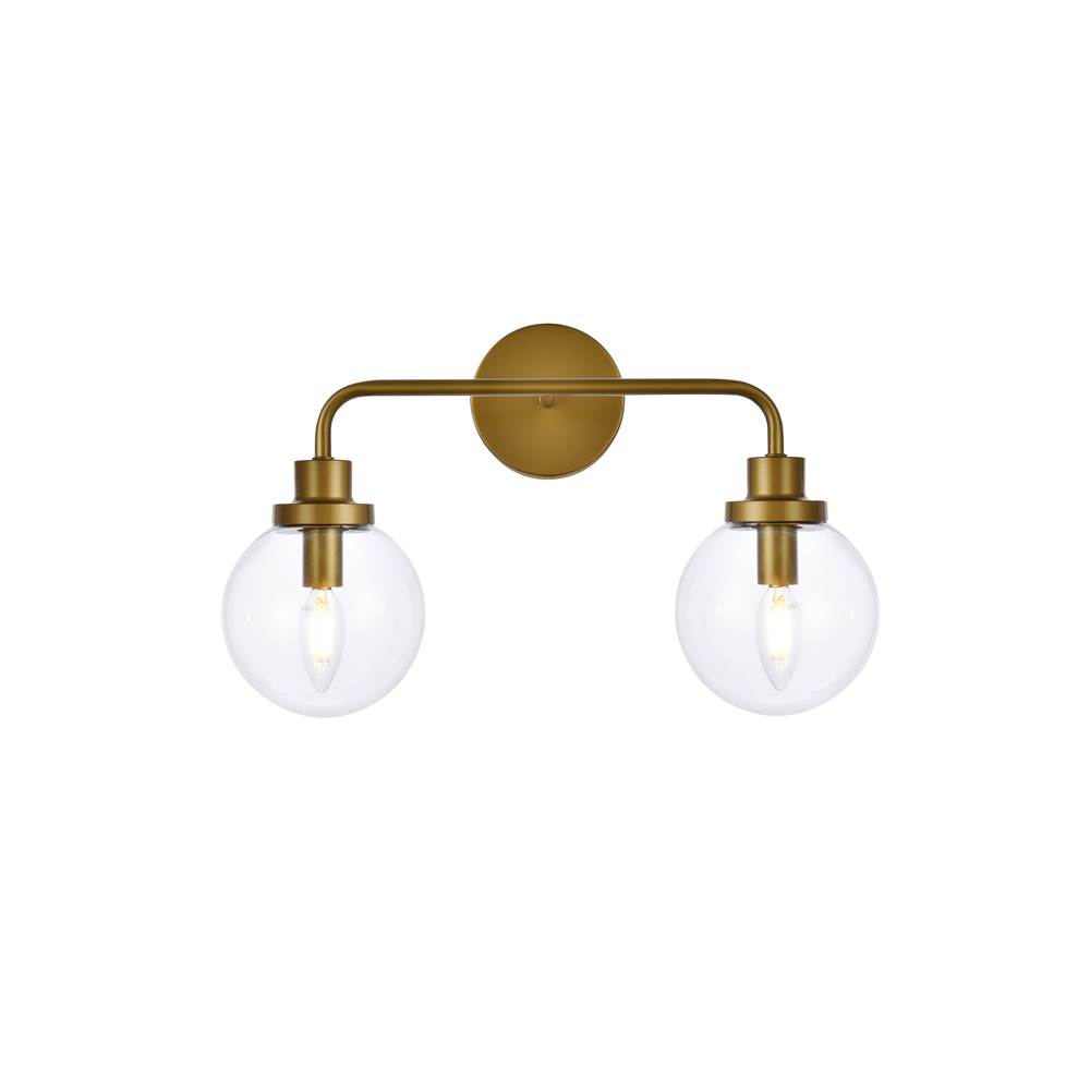 Elegant Lighting Hanson 2 lights bath sconce in brass with clear shade