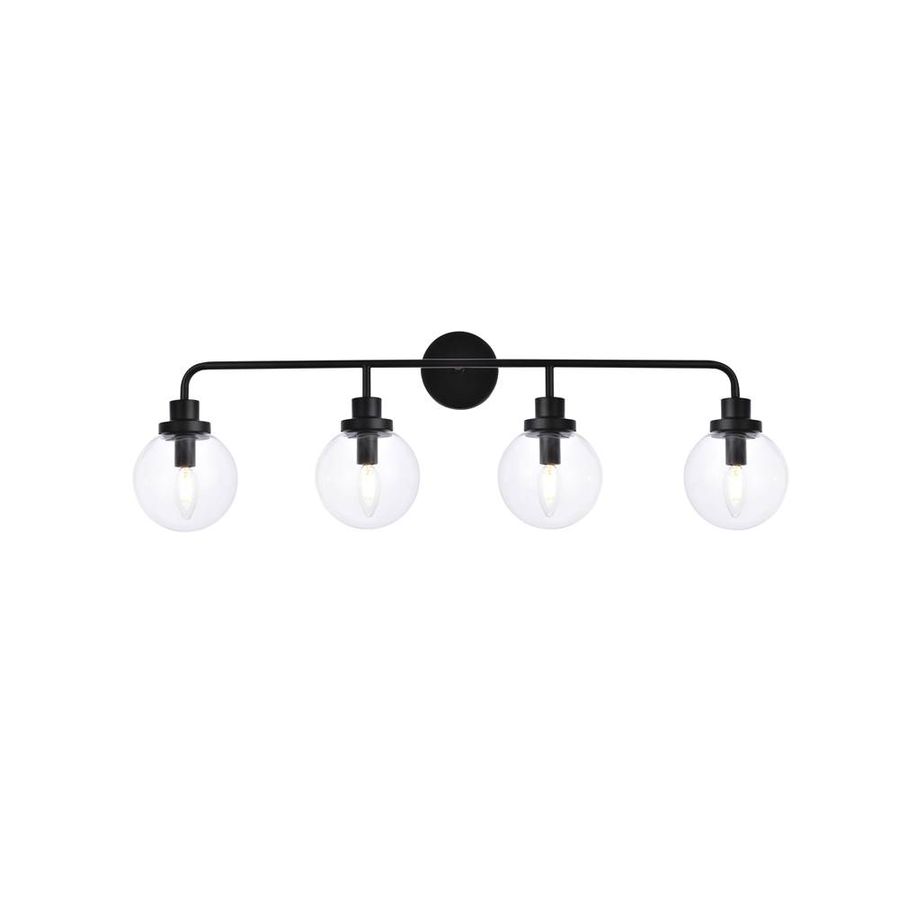 Elegant Lighting Hanson 4 lights bath sconce in black with clear shade