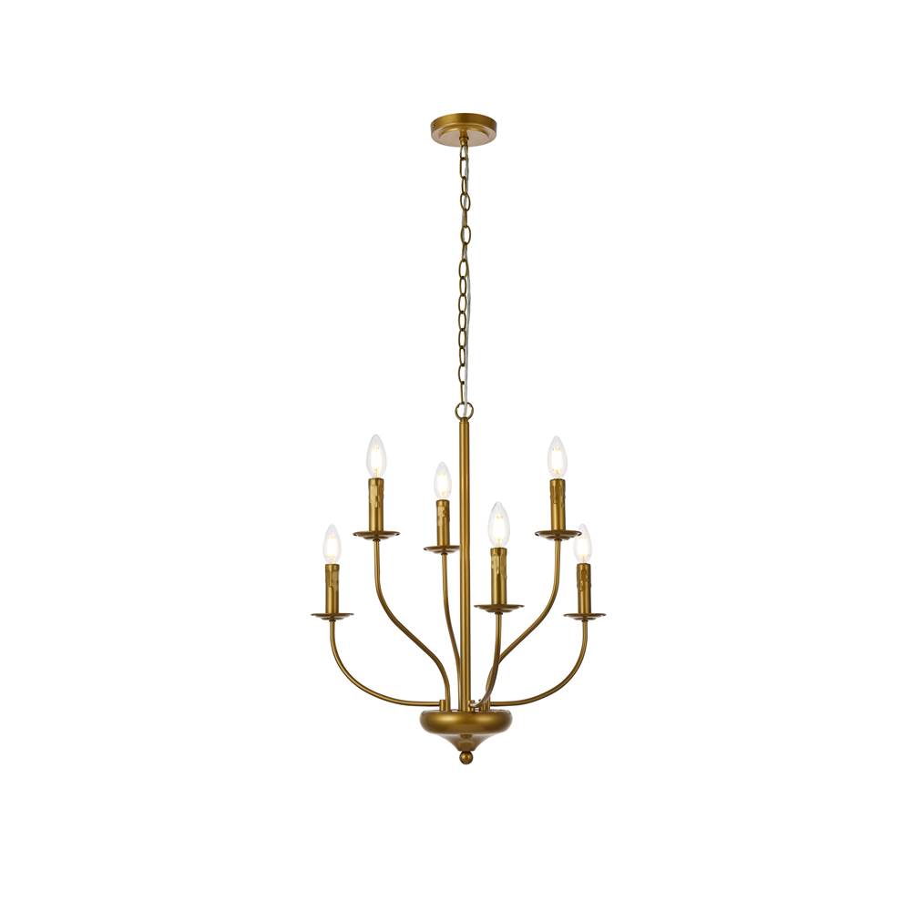 Elegant Lighting Westley 6 lights pendant in brass