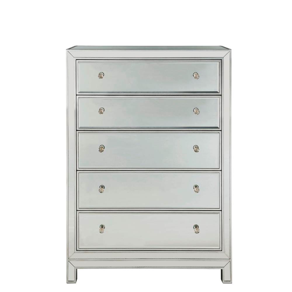 Elegant Lighting Chest 5 Drawers 34In. W X 16In. D X 48In. H In Antique Silver Paint
