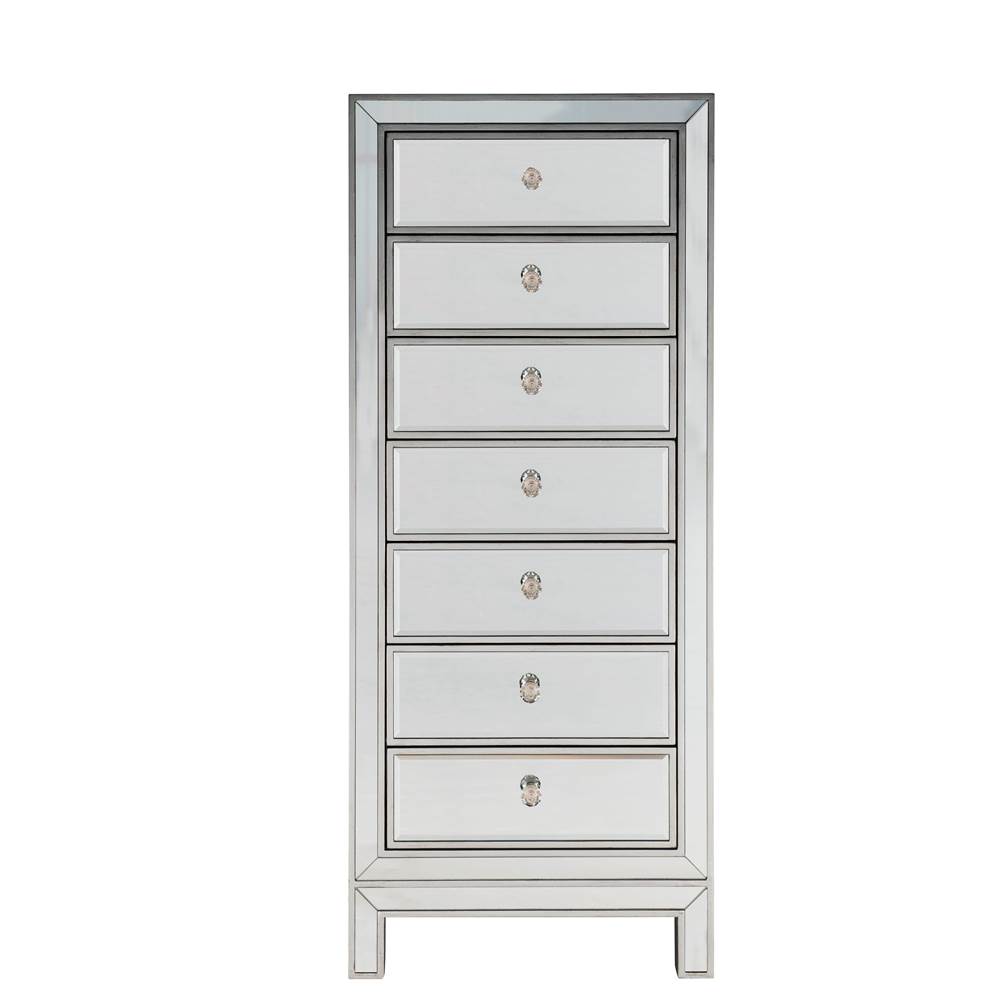 Elegant Lighting Lingerie Chest 7 Drawers 18In. W X 15In. D X 42In. H In Antique Silver Paint