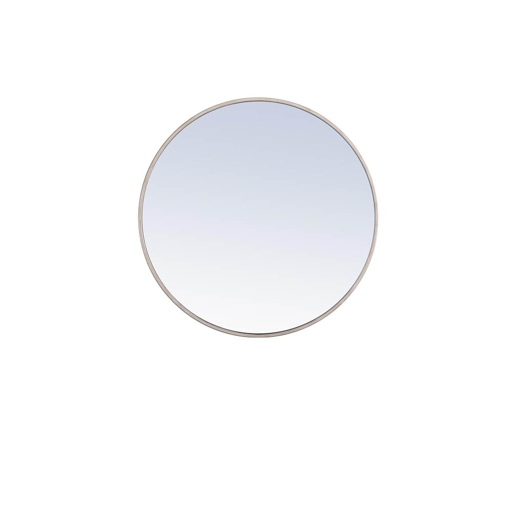 Elegant Lighting Metal Frame Round Mirror 28 Inch Silver Finish