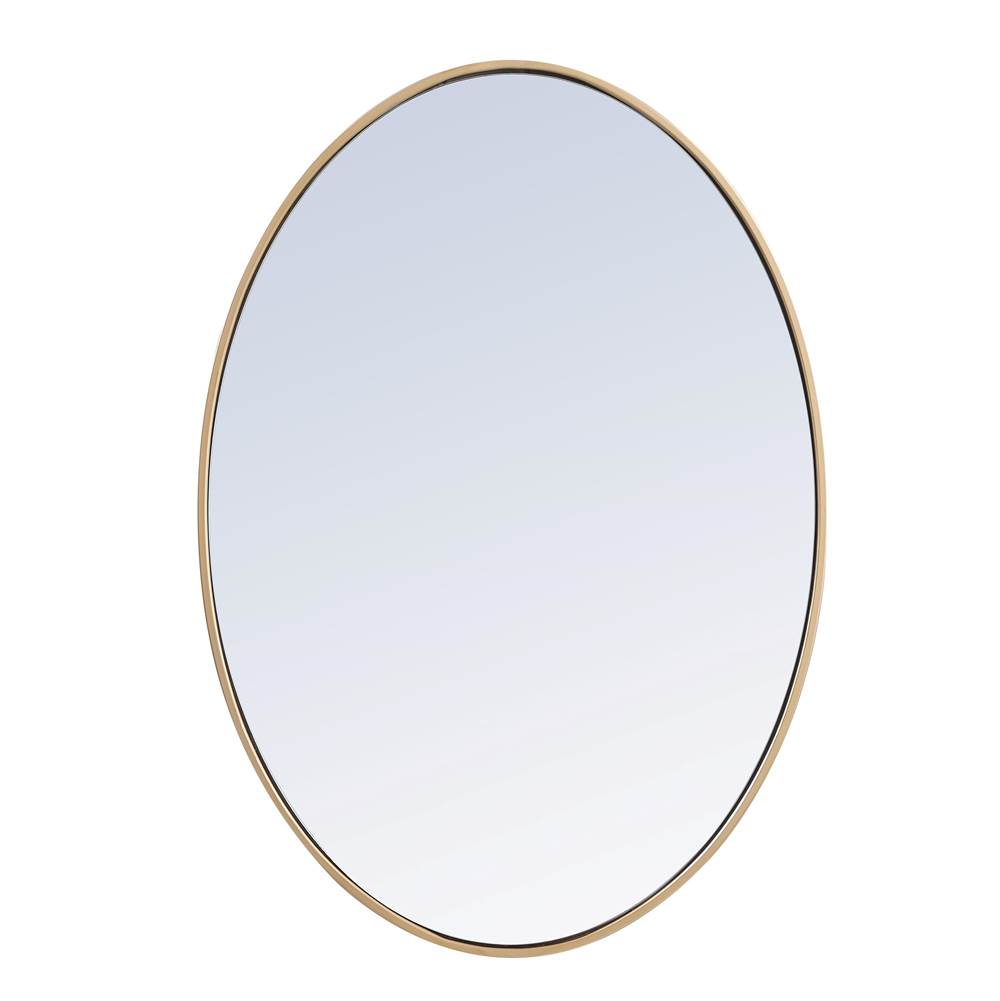 Elegant Lighting Metal frame oval mirror 34 inch in Brass