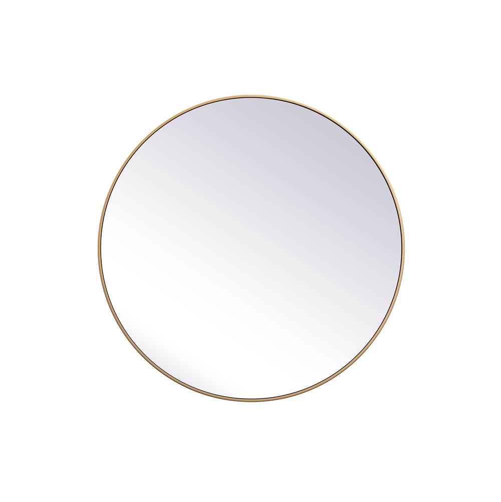 Elegant Lighting Metal Frame Round Mirror 45 Inch In Brass