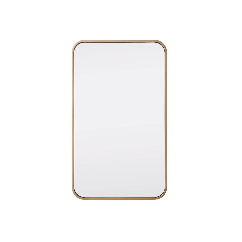 Elegant Lighting Evermore Soft Corner Metal Rectangular Mirror 18X30 Inch In Brass
