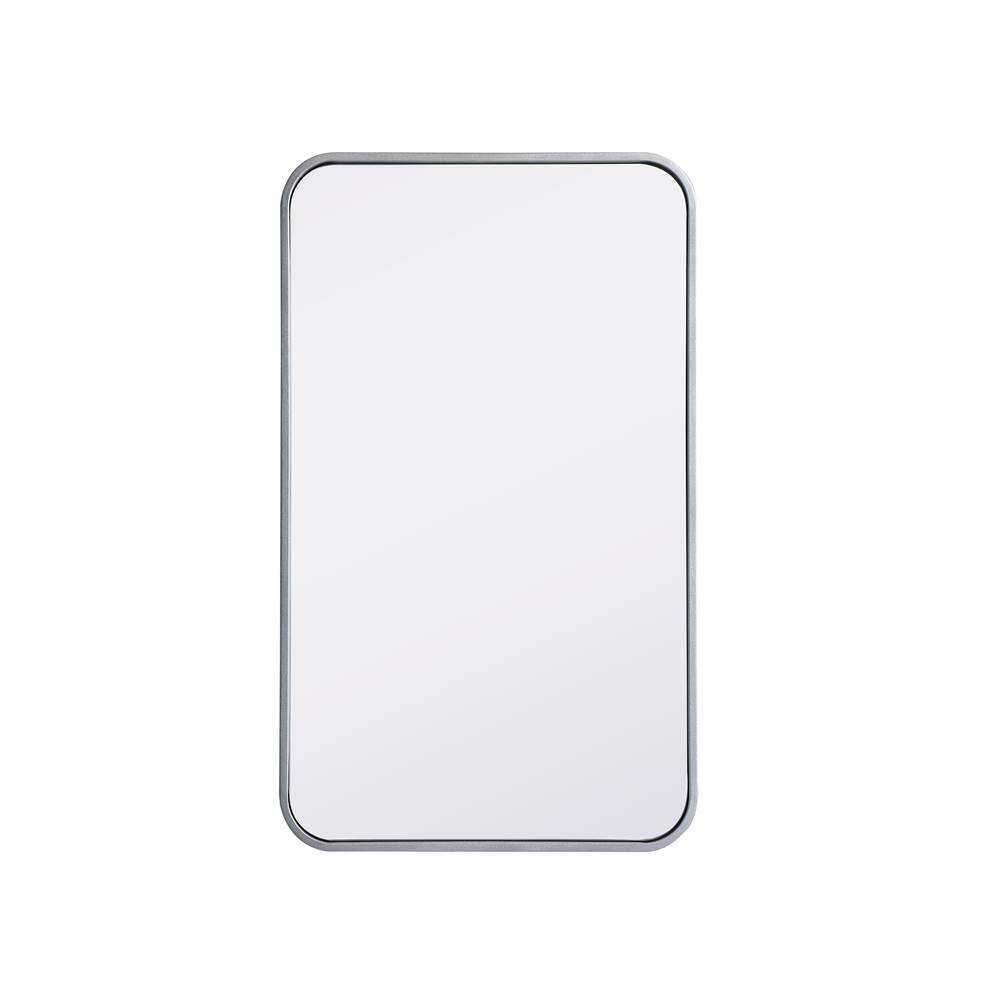 Elegant Lighting Evermore Soft Corner Metal Rectangular Mirror 18X30 Inch In Silver
