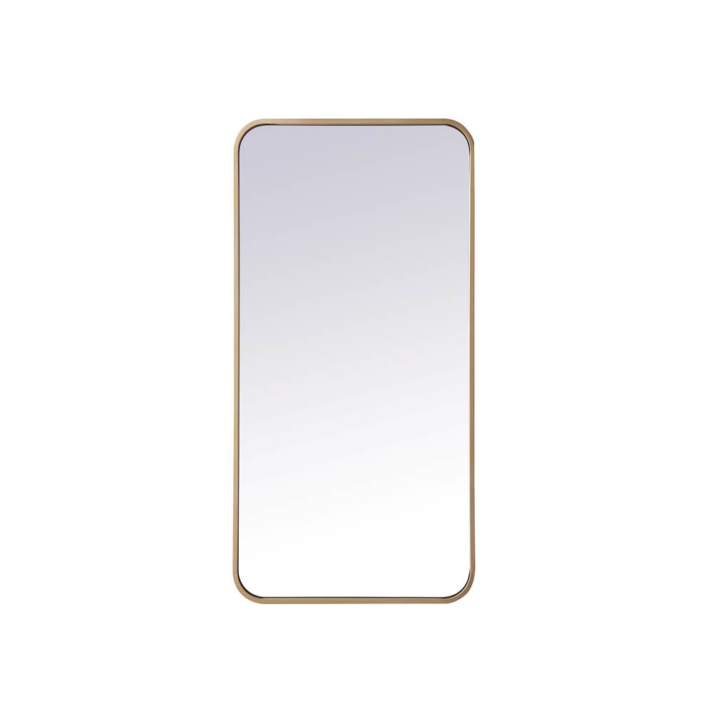 Elegant Lighting Evermore Soft Corner Metal Rectangular Mirror 18X36 Inch In Brass