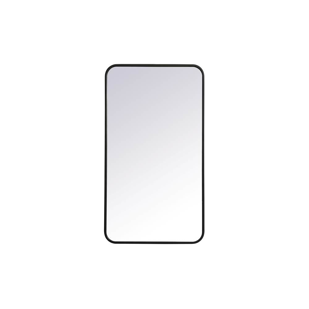 Elegant Lighting Evermore Soft Corner Metal Rectangular Mirror 20X36 Inch In Black