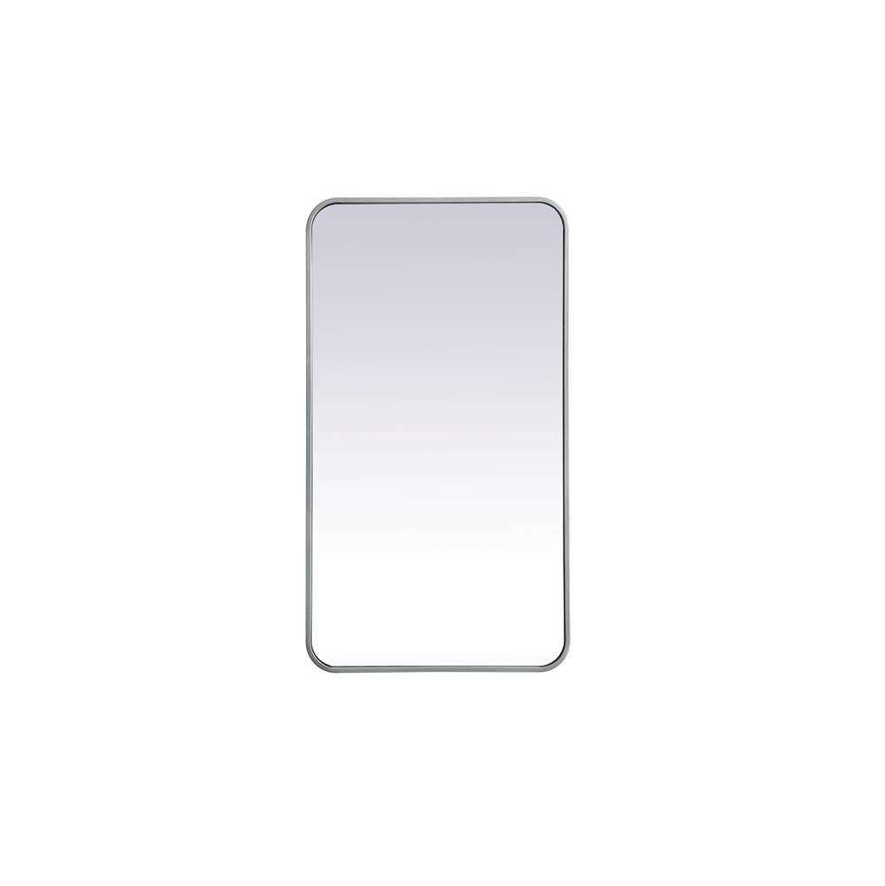 Elegant Lighting Evermore Soft Corner Metal Rectangular Mirror 20X36 Inch In Silver