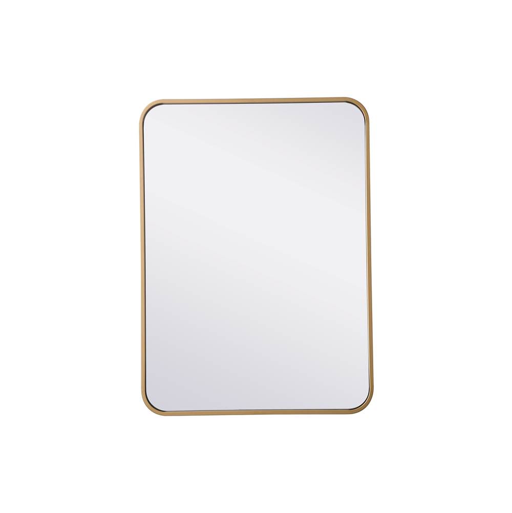 Elegant Lighting Evermore Soft Corner Metal Rectangular Mirror 22X30 Inch In Brass