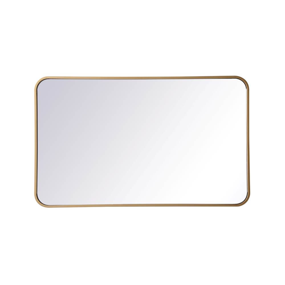 Elegant Lighting Evermore Soft Corner Metal Rectangular Mirror 22X36 Inch In Brass