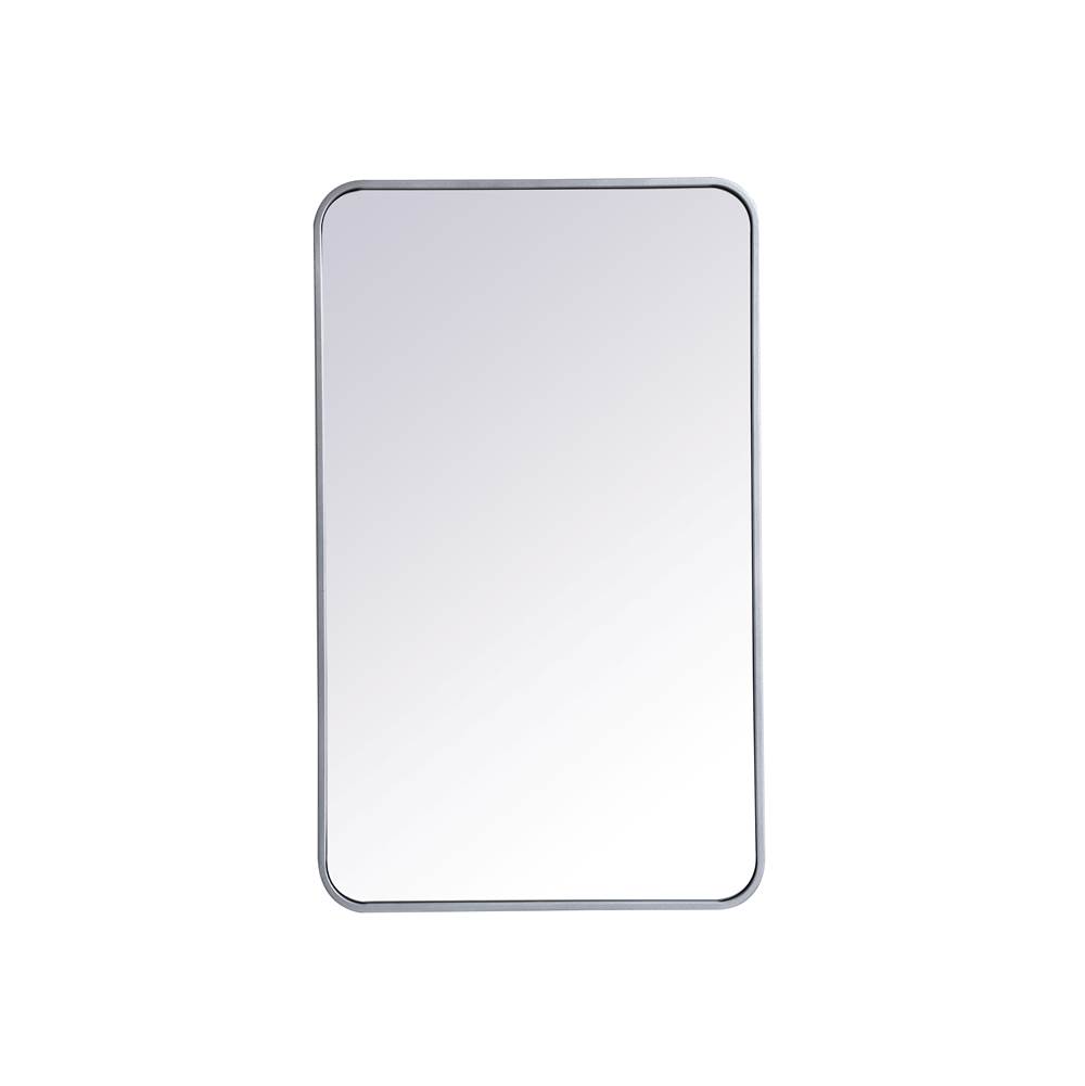 Elegant Lighting Evermore Soft Corner Metal Rectangular Mirror 22X36 Inch In Silver