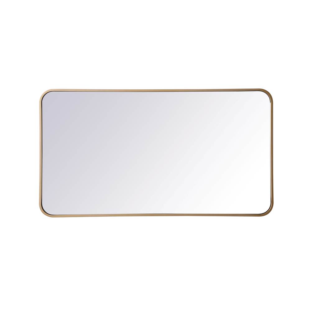 Elegant Lighting Evermore Soft Corner Metal Rectangular Mirror 22X40 Inch In Brass