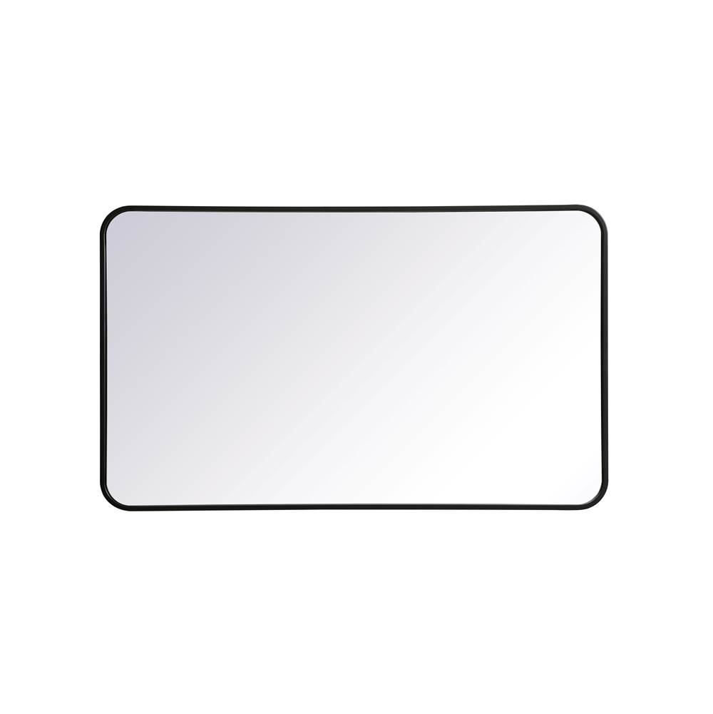 Elegant Lighting Evermore Soft Corner Metal Rectangular Mirror 24X40 Inch In Black