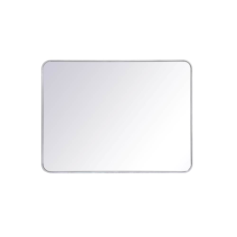 Elegant Lighting Evermore Soft Corner Metal Rectangular Mirror 30X40 Inch In Silver