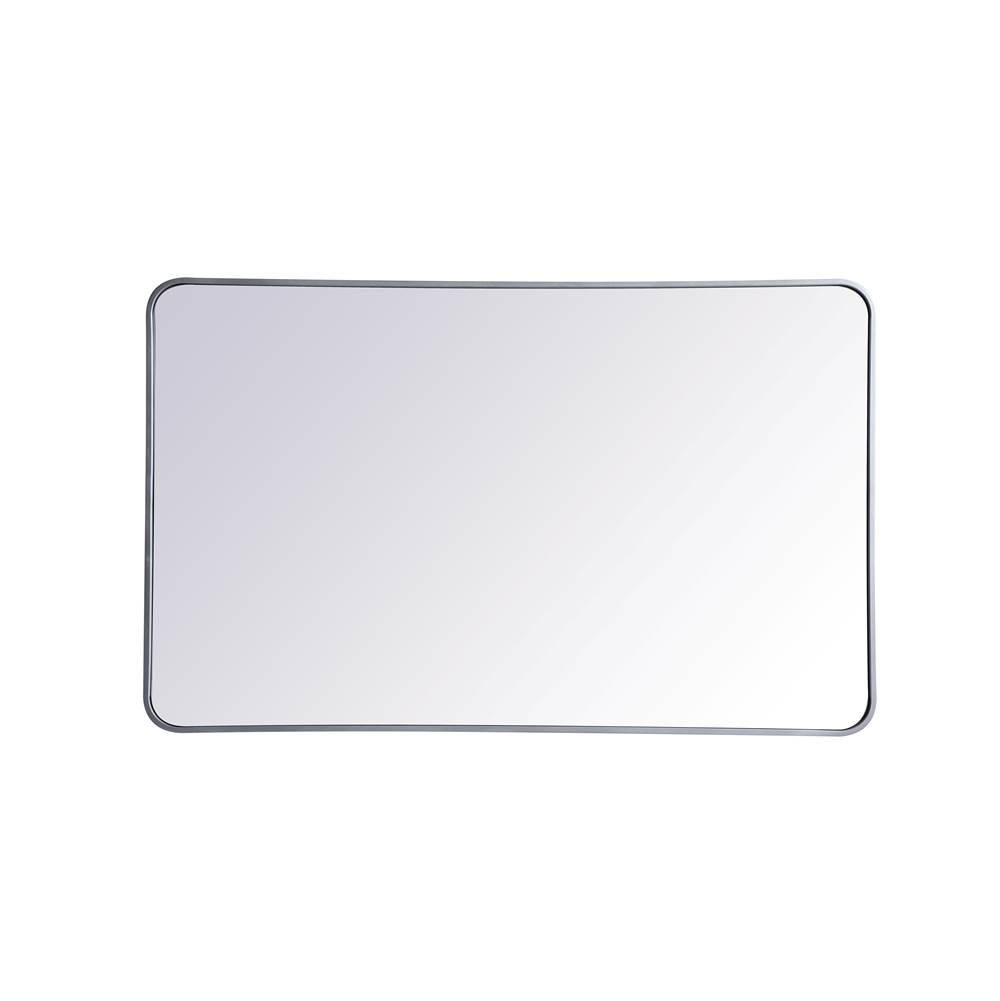Elegant Lighting Evermore Soft Corner Metal Rectangular Mirror 30X48 Inch In Silver