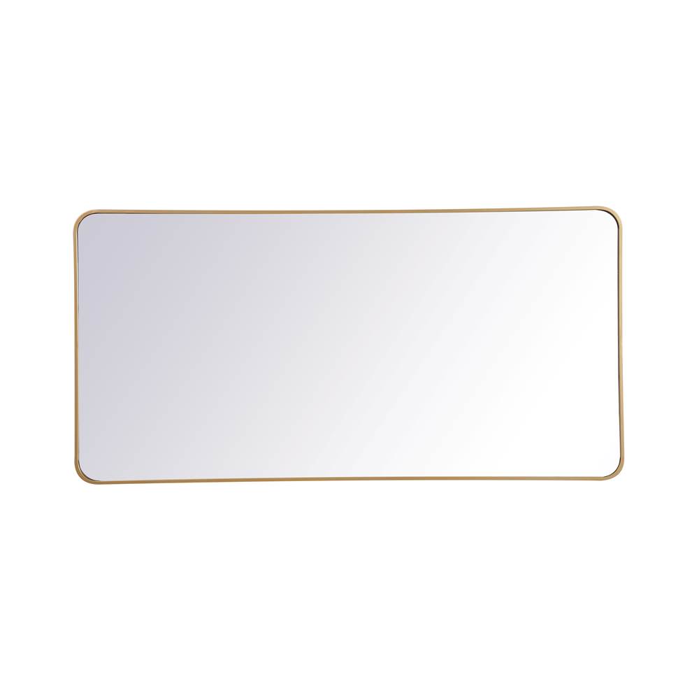 Elegant Lighting Evermore Soft Corner Metal Rectangular Mirror 30X60 Inch In Brass
